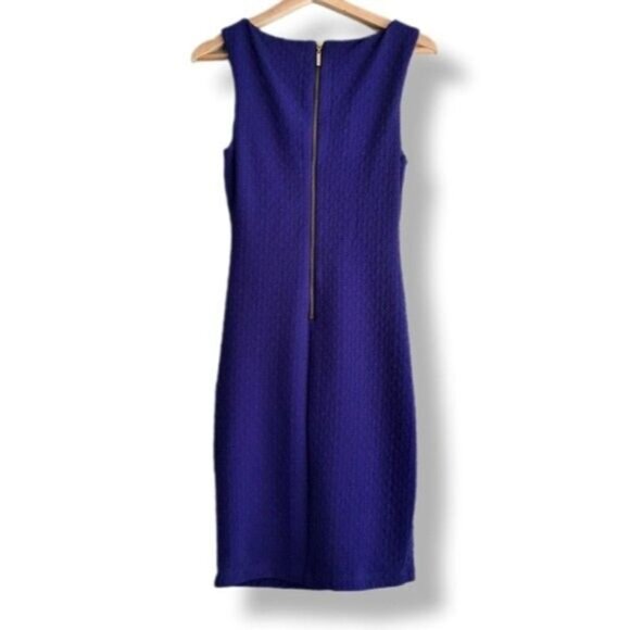 BISOU BISOU | NEW Sleeveless 3D Textured Sheath Dress Royal Blue Sz 6 - Picture 3 of 11